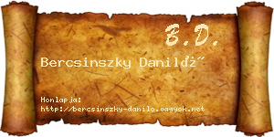 Bercsinszky Daniló névjegykártya